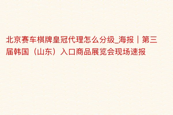 北京赛车棋牌皇冠代理怎么分级_海报|第三届韩国(山东)入口商品展览会现场速报